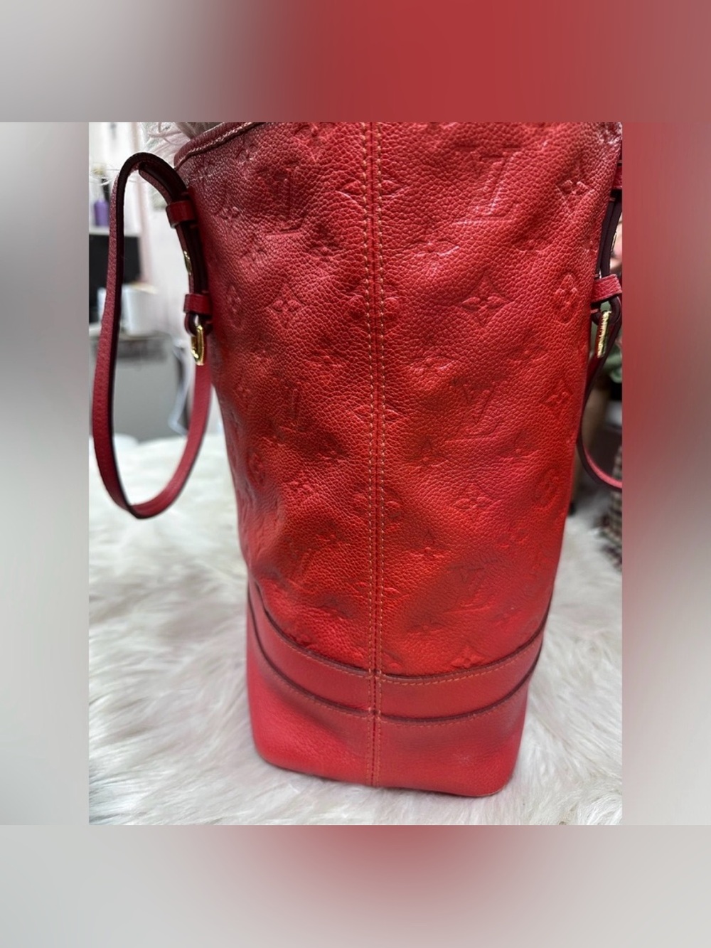 ❤️Authentic LOUIS VUITTON AH1142 Citadine PM Monogram Empreinte Tote Bag Red - Picture 7 of 16